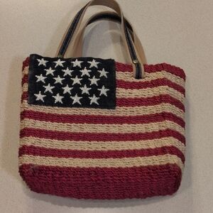 Amanda Smith Woven Red and Cream Flag Tote